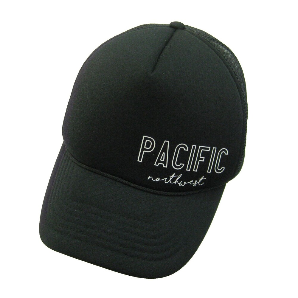 New PACIFIC NORTHWEST Black Baseball Cap Trucker Hat (Adult Snapback) Mesh Foam